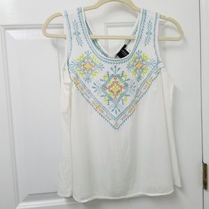 Elita Batik Embroidered Aztec Top